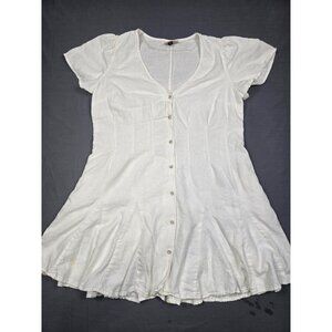 Universal Thread White Button-Down Short-Sleeve Linen Blend Dress XL FLAWED